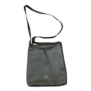 Guess Monogram Logo Crossbody Bag Black Charcoal G Print Flat Messenger Purse